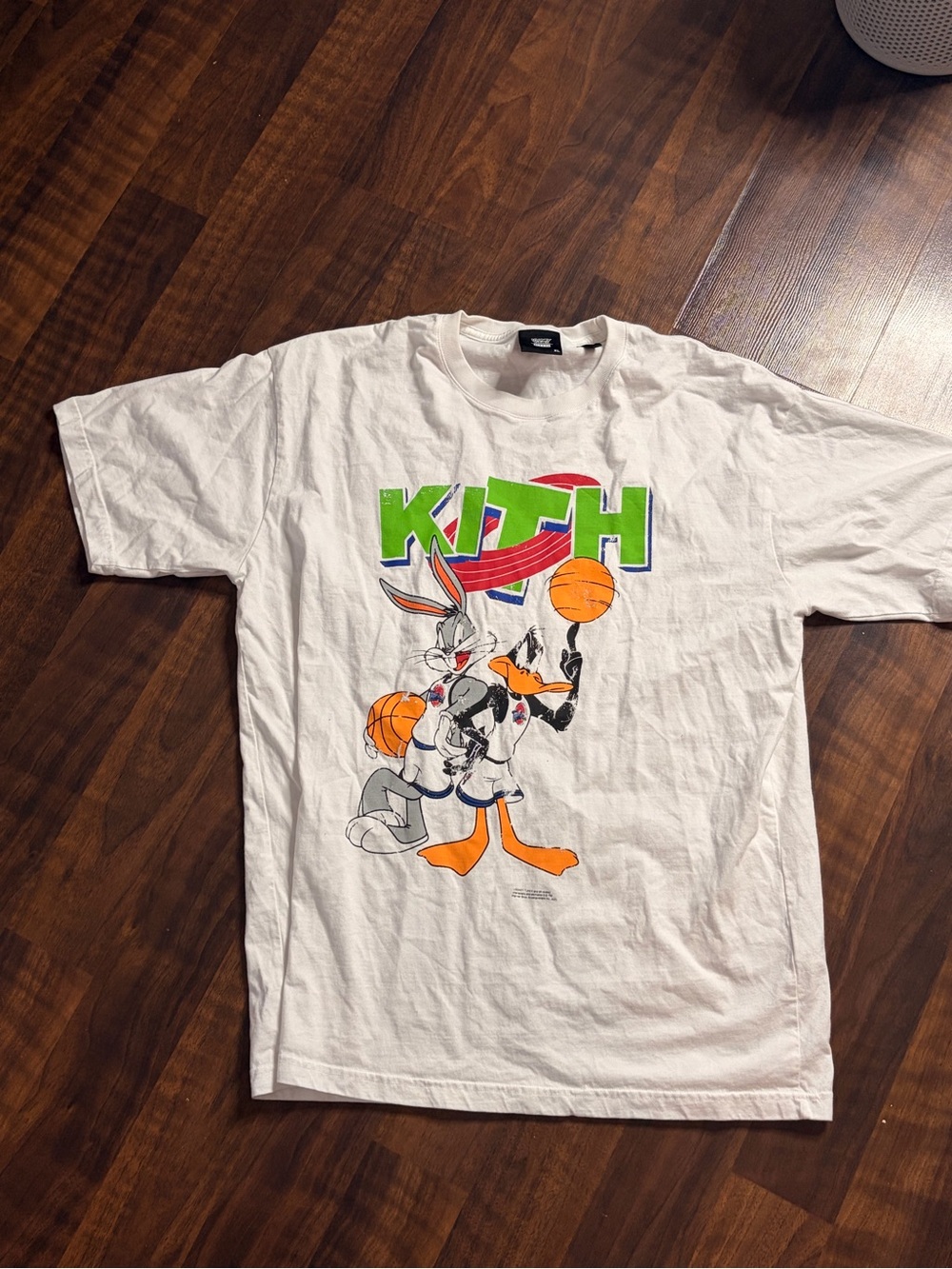 Kith White Crewneck Tee with Black Looney Tunes Label